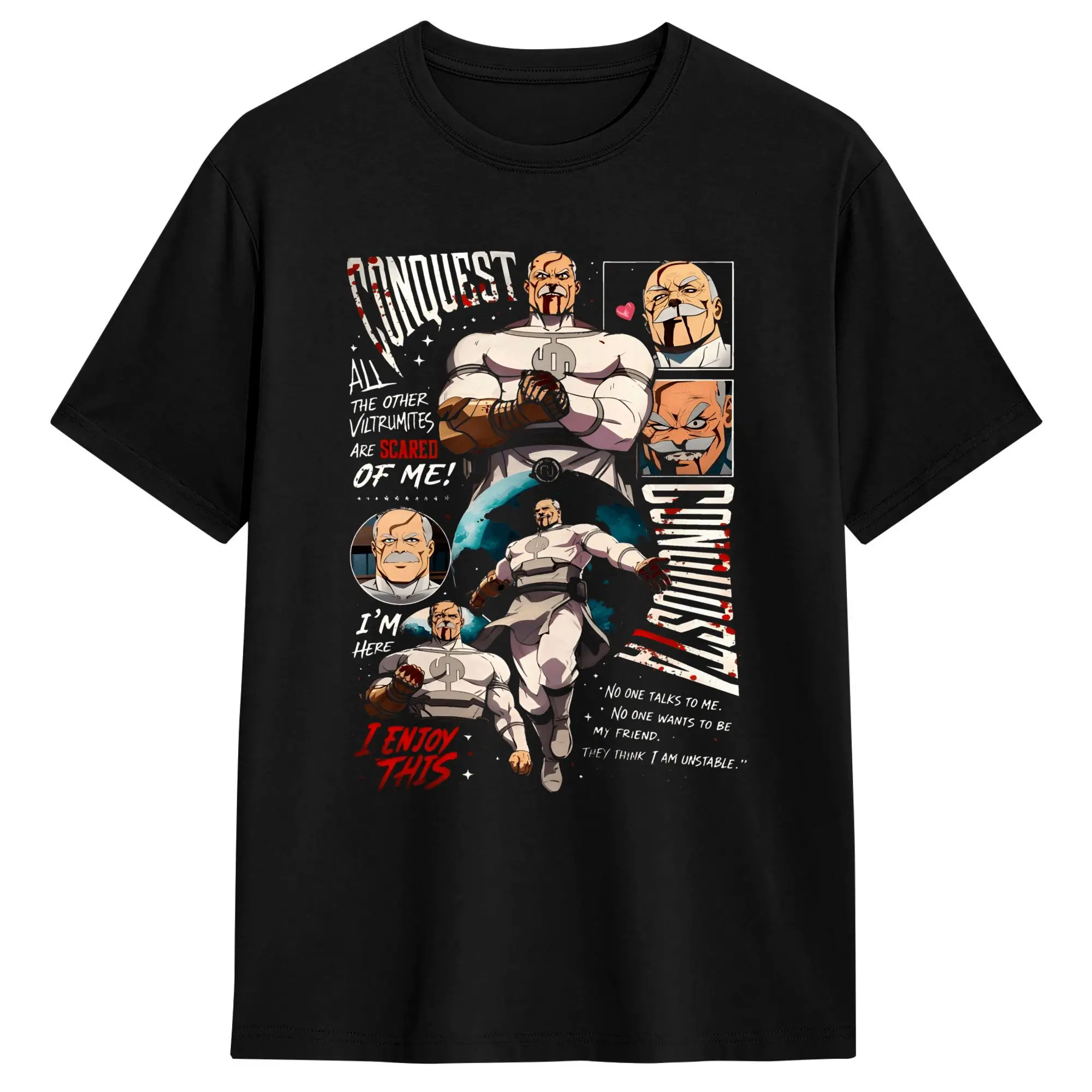 CONQUEST All The Other Viltrumites Scared Of Me Invincibled Anime 100% Cotton T-Shirt For Men's Summer Y2K Funny T Shirts O-Neck