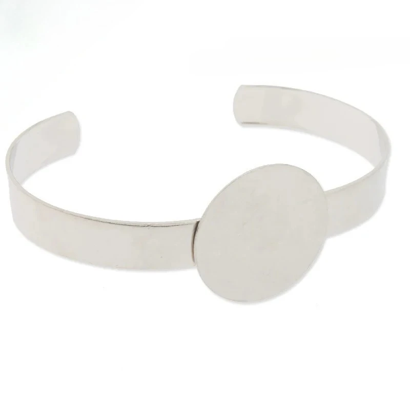 

Bracelet with 25MM/1 Inch Pad Setting,Cuff,Adjustable,Imitation Rhodium Plated,bracelet Blanks,Sold 10pcs/Lot