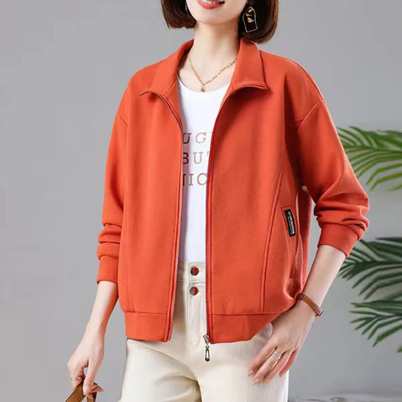 

Women Jacket 2024 New Autumn Korean Casual Cardigan Top Middle aged Woman Splicing Fashion Coat Femme Short Jackets