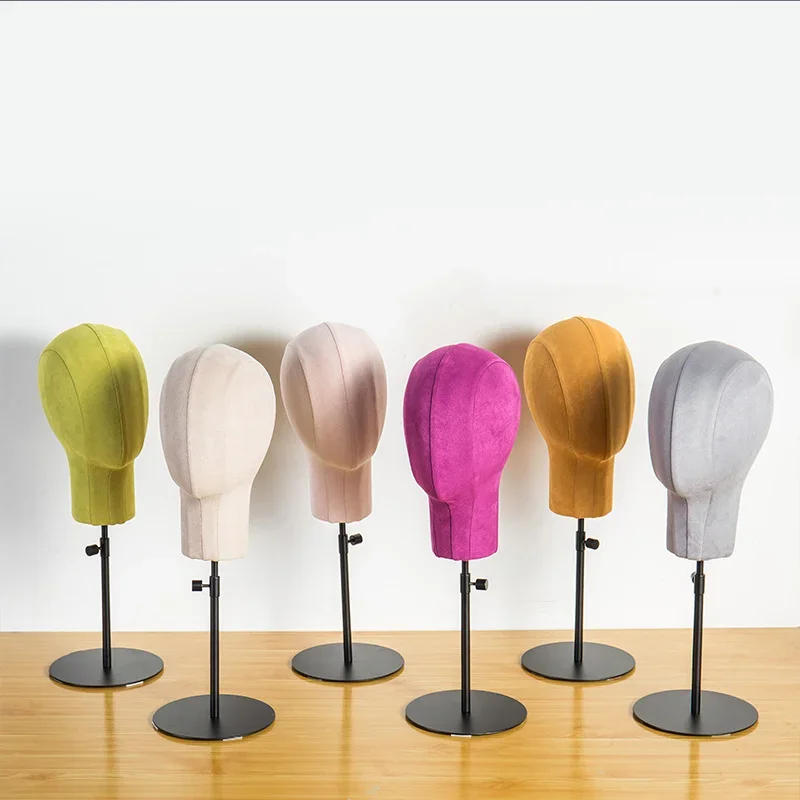 Adjustable Fabric Cover Female Mannequin Dummy Head Model with Stand for Hat Wigs and Jewelry Display