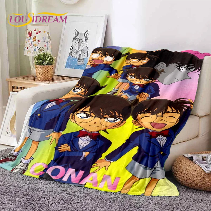 Anime Detective Conan Cartoon Soft Blankets,Keep Warm Throw Blanket Comfortable Blanket for Picnic Beds Sofa Home Bedroom Gifts