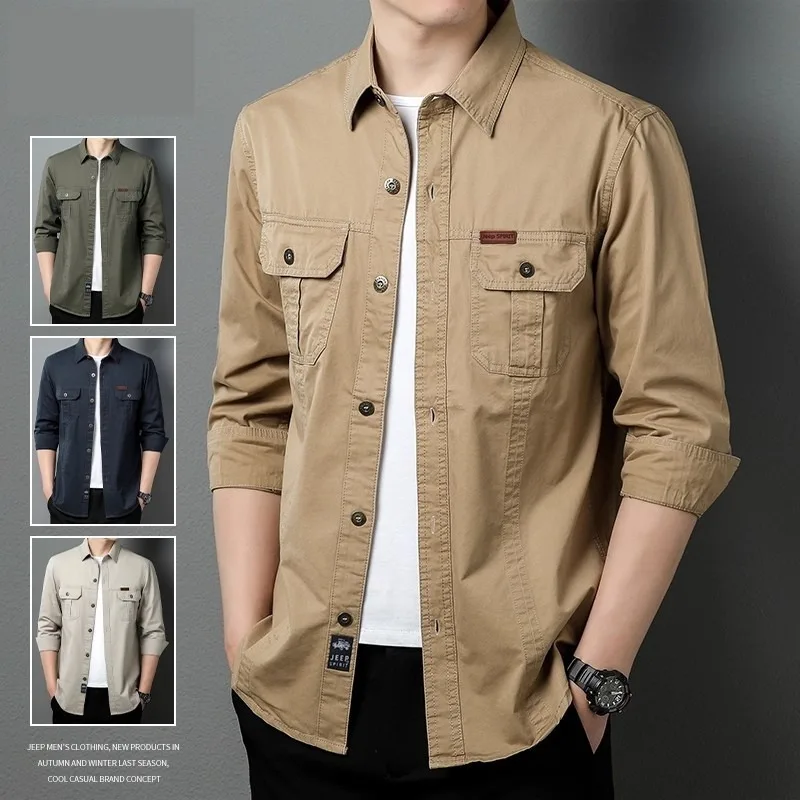 

Men's Casual Long Sleeve Shirt Spring Autumn Loose Fit Workwear Breathable Polyester No Ironing Required Comfortable Spring O...