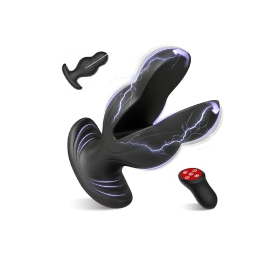E-Stim Anal Plug Prostate Massager Vibrating Butt Plug, Expanding Prostate Vibrator with 8 Electric Shock and Vibrations, Anal