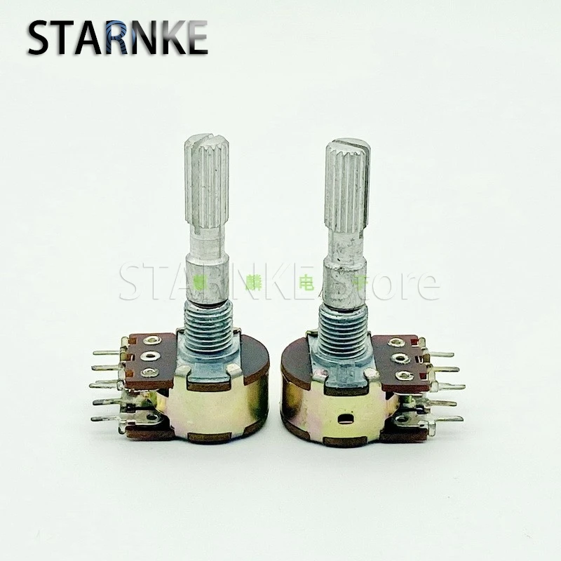 2 buah WTH148 16 tipe B50K B503 6-Pin Speaker ganda penguat Volume Audio potensiometer bunga panjang poros 30mm