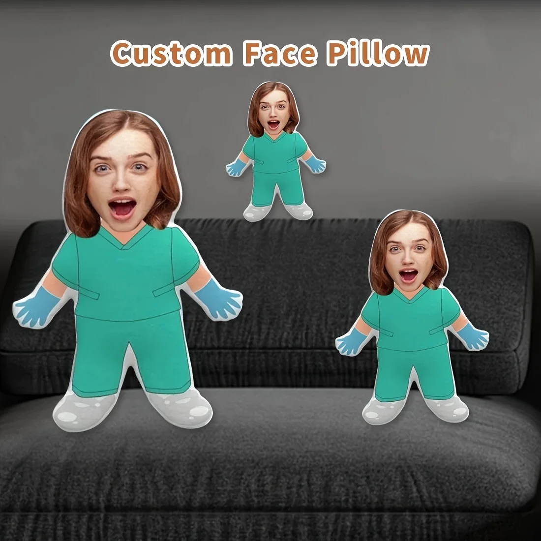 Custom Portrait Plush Pillow - Personalized Photo Insert, Soft Short Plush Material, Zipper Closure, Machine Washable, Ideal for