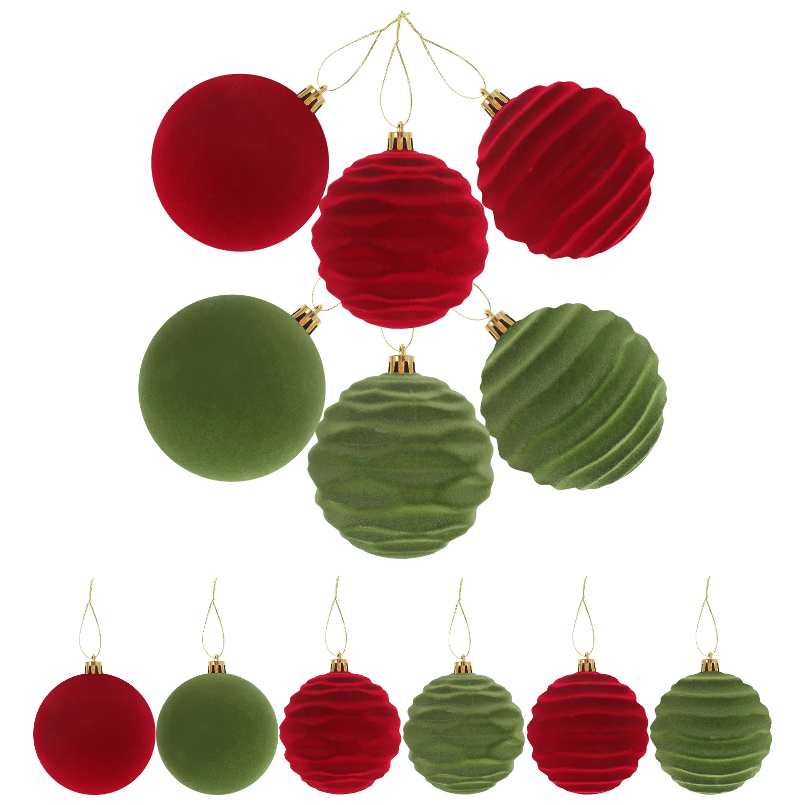 

12 Pcs Christmas Decoration Ball Red Flocked Ornaments Light Bulb Small Tree Balls