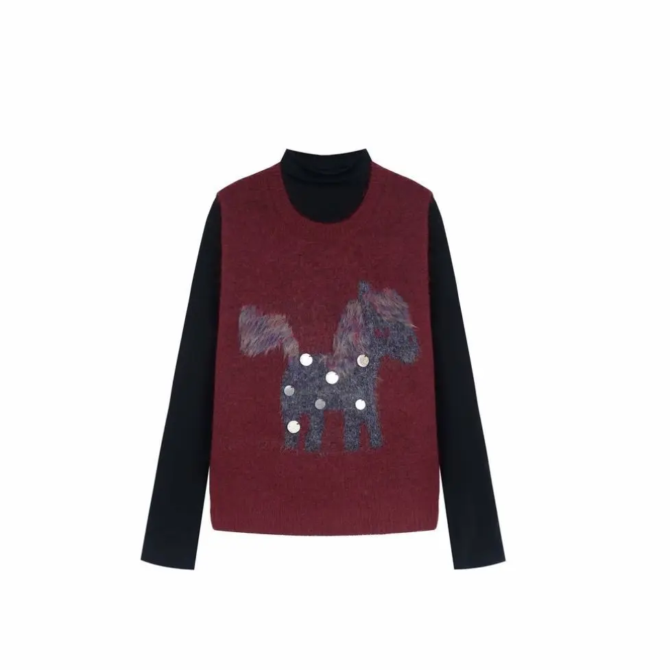Korean version of fashion sequined pony sleeveless knitted sweater vest women's 2026 new stacked top loose sweater base
