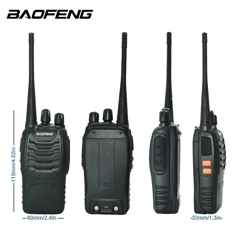 Baofeng BF-888S C타입 워키토키, 고출력 햄 라디오 USB-C 충전 잭, 장거리 라디오, 5W, UHF 400-470MHz, BF888