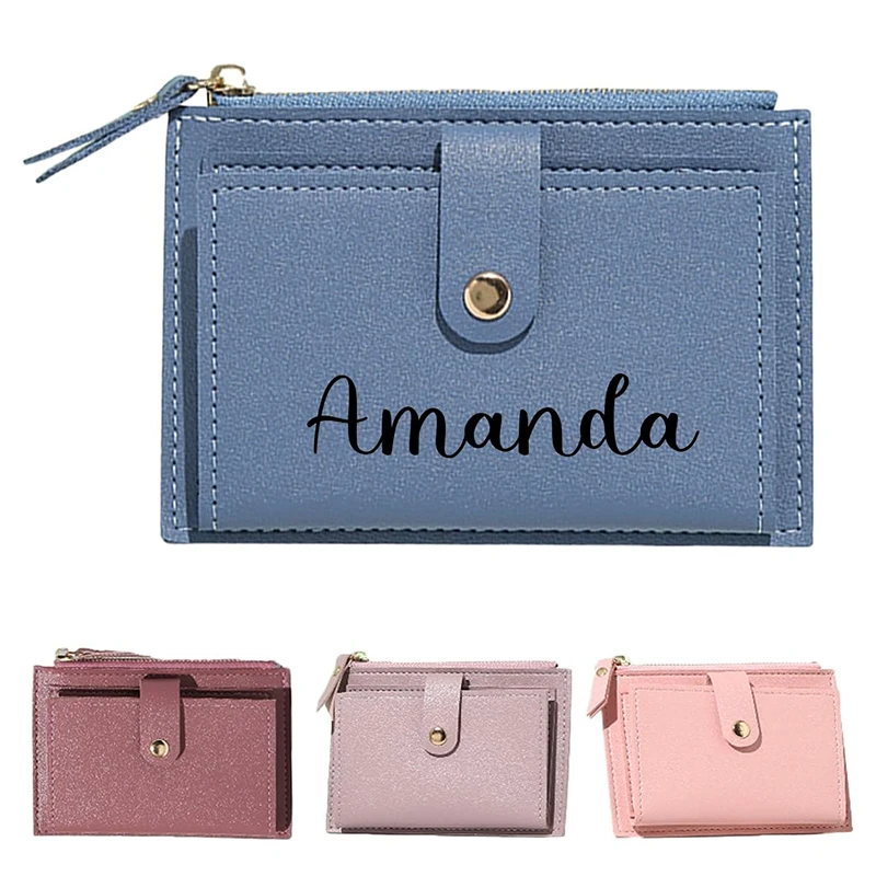 

Personalized Wallet for Women Custom Engraved Name Purse Small Leather Clutch with Card Slots Gift Card Holder for Birthday