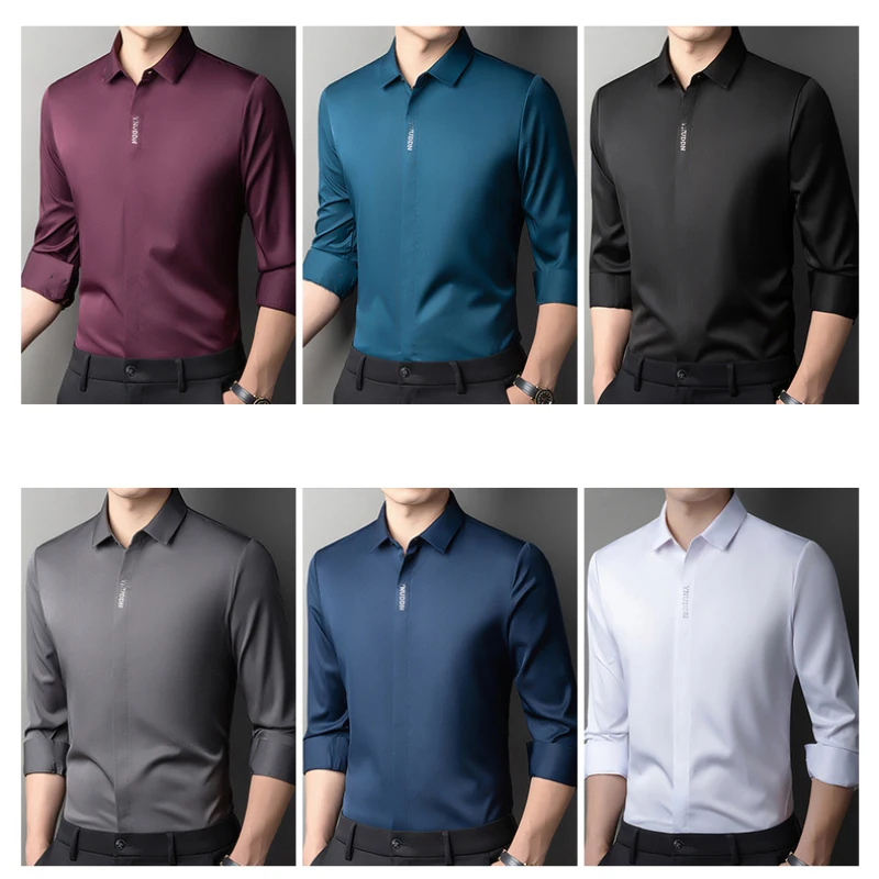 

2024 New Six Color High-quality Slim Long-sleeved Bottoming Shirt, Fashionable Trend Personality White Casual Camisas De Hombre