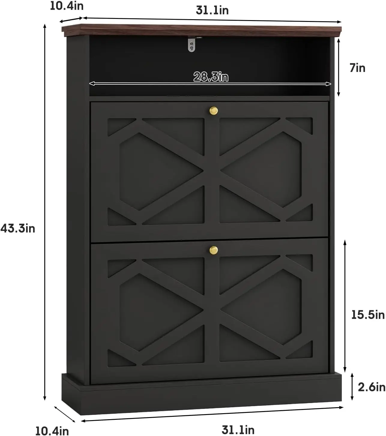 Shoe Storage Cabinet with 2 Flip Drawers,Shoe Cabinet with Open Storage,Hidden Shoe Storage Slim Storage Cabinet ,