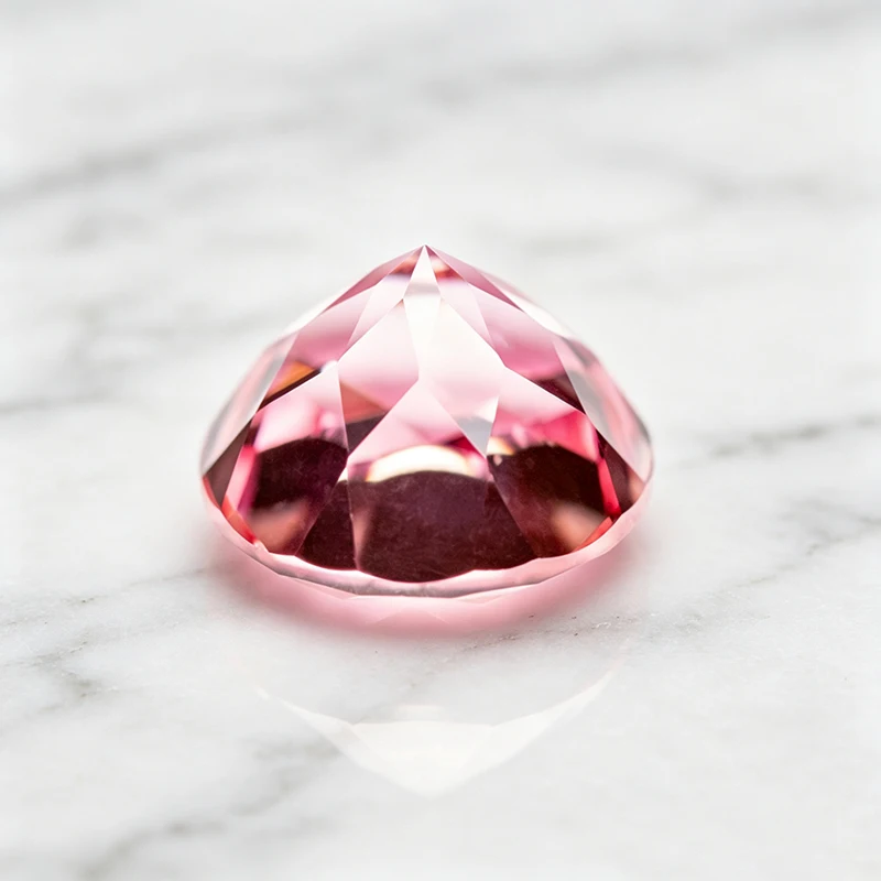 Hochwertiger Laborgezüchteter Saphir in Sonnenuntergangs-Rosa, Runde Form, Edelstein für Charms, Schmuck, Ringe, Ohrringe, mit Wählbarem Zertifikat – Detail 2