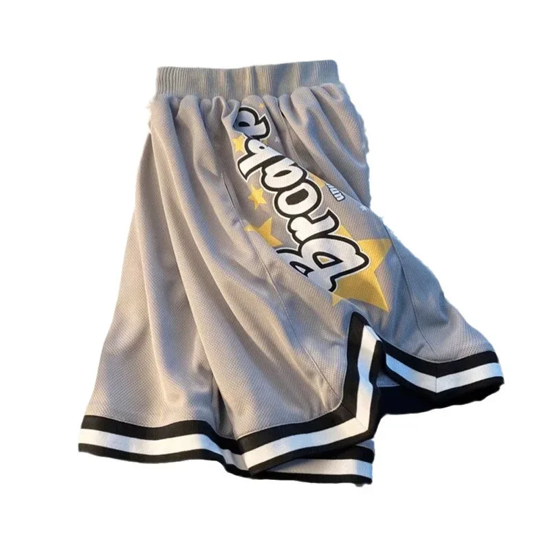 2025 Summer Running American Basketball Shorts Sports Five-point Pants Student Quick-drying Casual Retro Training Shorts Loose