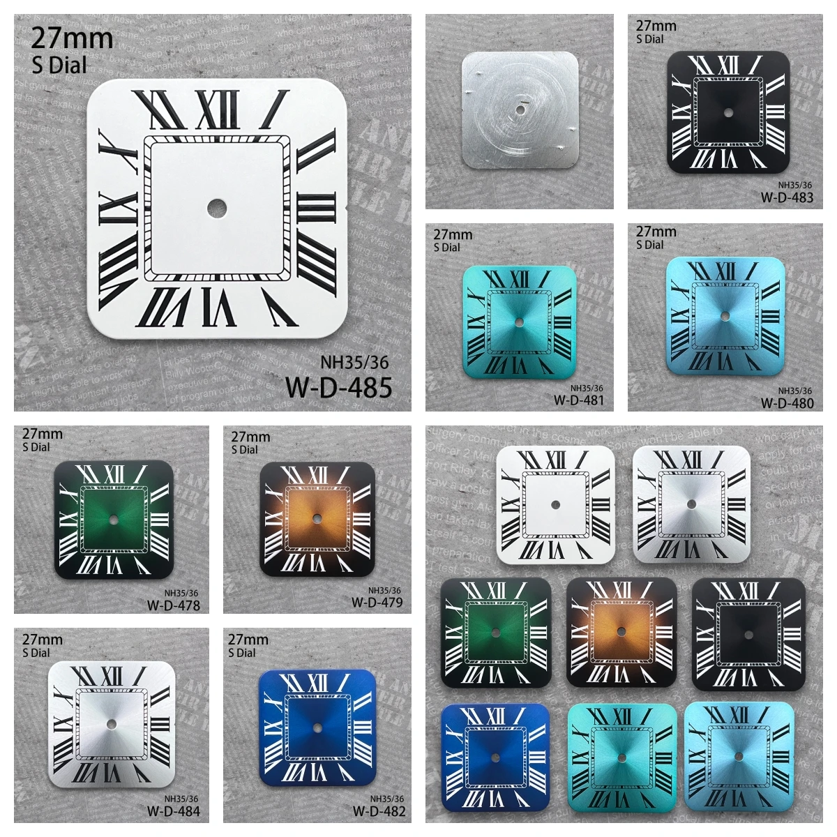

27mm S Logo Square Rome Dial Suitable For NH35/NH36 Japan Automatic Movement High Quality Watch Modification Accessories