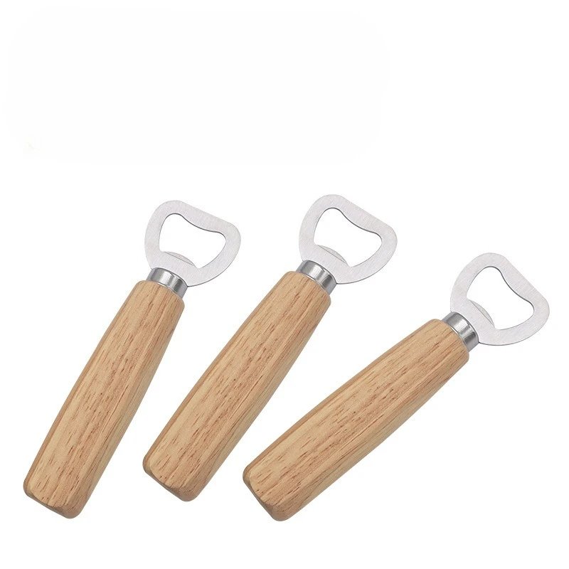 

Wooden Handle Beer Bottle Opener, Stainless Steel Opener Lever for Kitchen Bar Home Use, Solid Wood Cork Puller