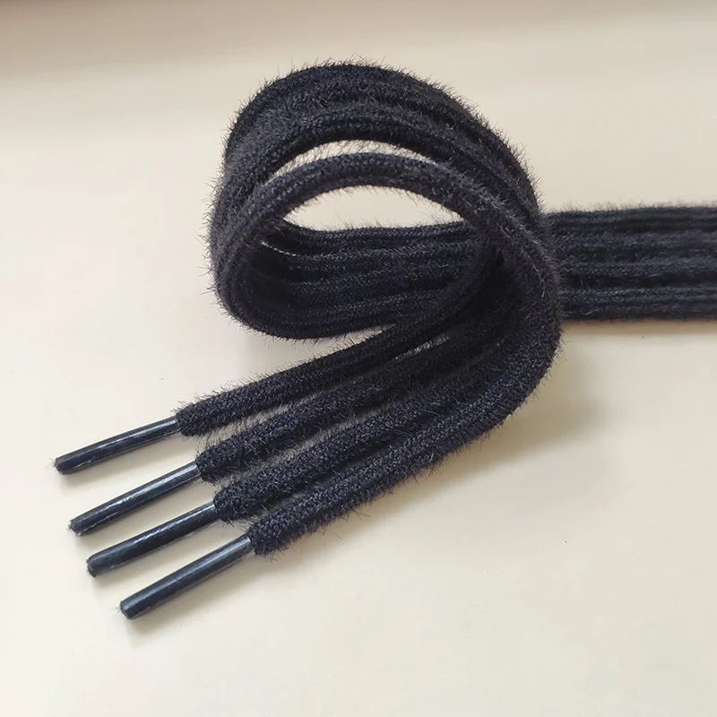 1 Paar 8 mm weiße, schwarze, haarige, weiche Schnürsenkel, 120/140 cm, runde High-Top-Low-Top-Schnürsenkel aus Segeltuch, Zubehör – Detail 7