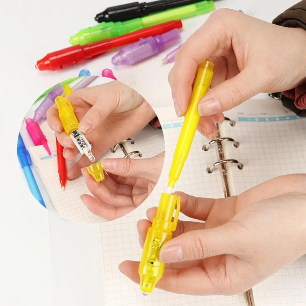 Leuchtender Lichtstift Magic Purple 2-in-1 UV-Schwarzlicht-Kombination Zeichnung Unsichtbarer Tintenstift Lernen Bildungsspielzeug für Kinder – Detail 18