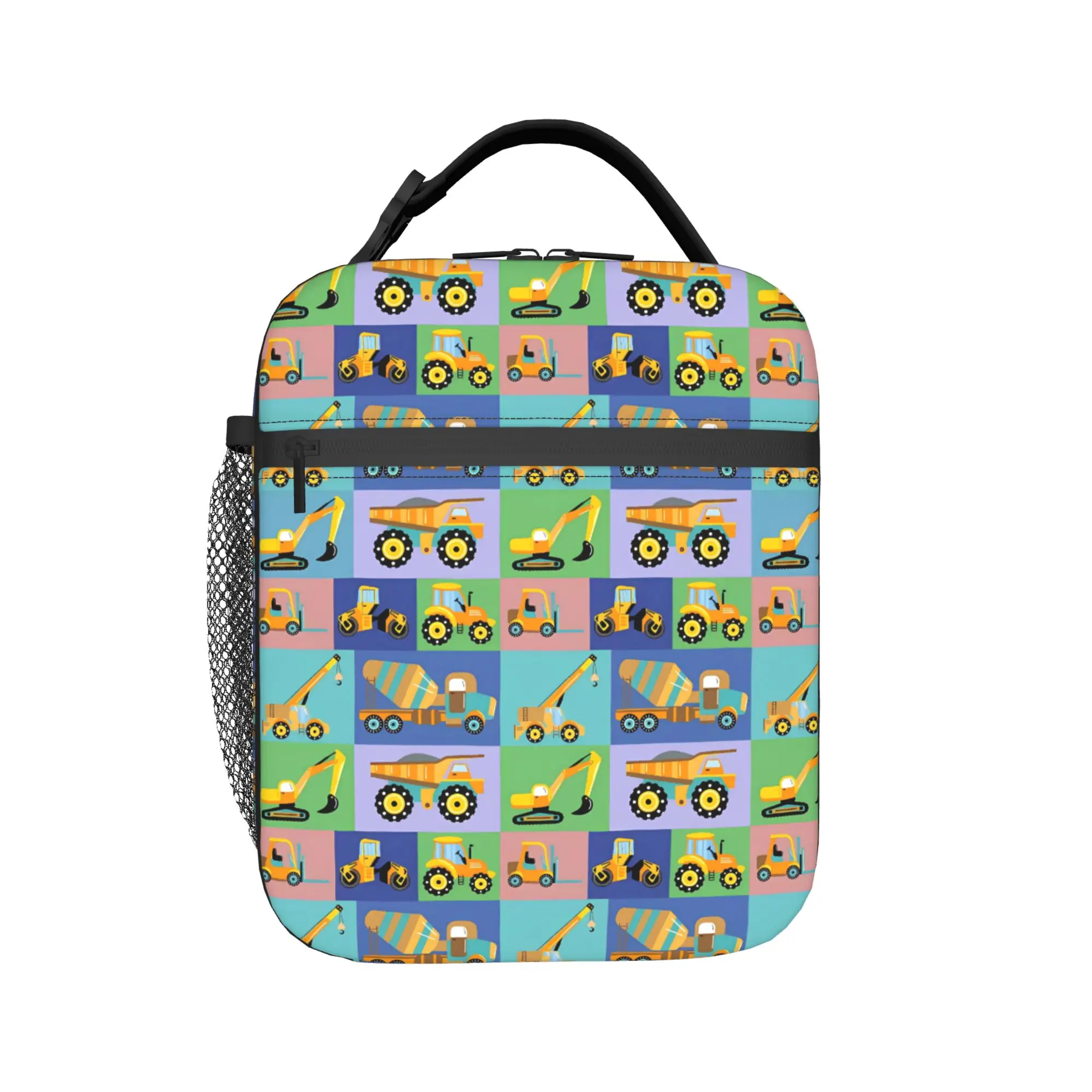 Excavator Construction Truck Lunch Bag Casual Travel Lunch Box Custom Convenient Thermal Tote Handbags