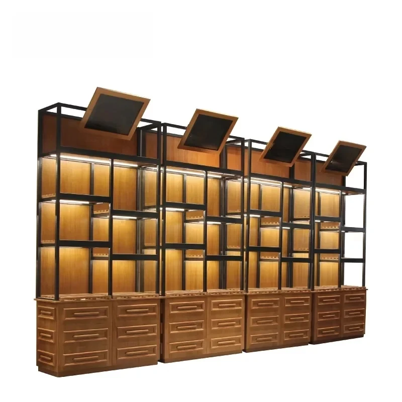 

custom.High Quality Wooden Gondola Rack Art Design Bakery Supermarket Wood Display Shelf