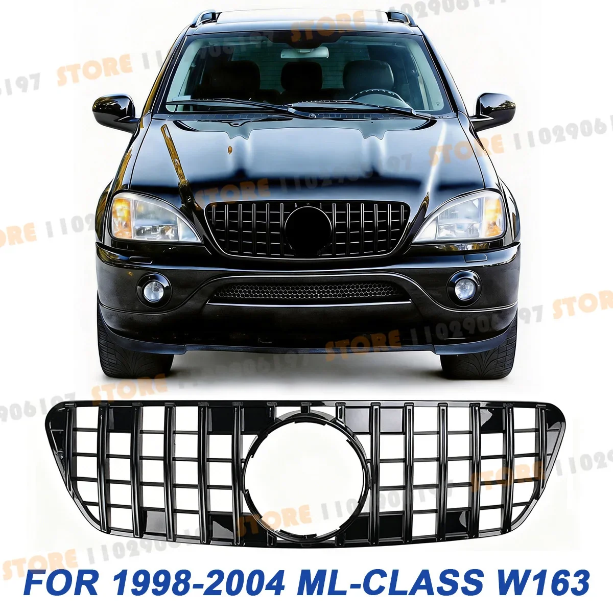 for W163 ML Class 1998-2004 Mercedes Benz ML230 ML270 ML320 ML400 ML430 GT Front Bumper Mesh Grille Radiator Grid Racing Grill