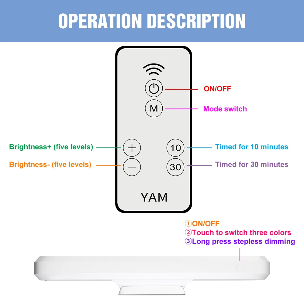 USB Reading Desk Lamp LED Night Light Computer Table Lamp Office Study Bulb Wardrobe Lamp Rechargeable Cabinet Light For Bedroom