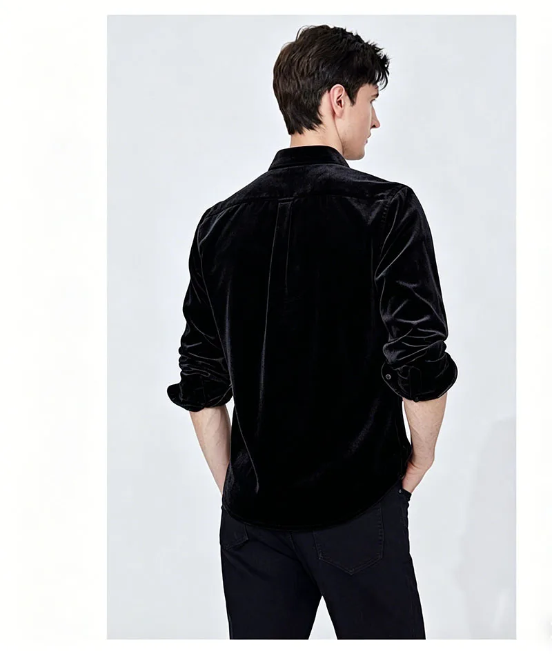 Natural Silk Velvet Men's Shirt Simple and Fashionable, Elegant Graceful Shirt for Business Casual Wear, Comfortable Lightweight