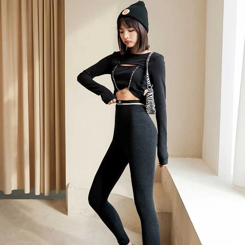 Fit 40-80กก.ผู้หญิงกางเกงขายาวหนาฤดูใบไม้ผลิกางเกงสูงเอว Slim โยคะสูงเอว Booty ยก Sex กระชับกางเกงรัดรูป