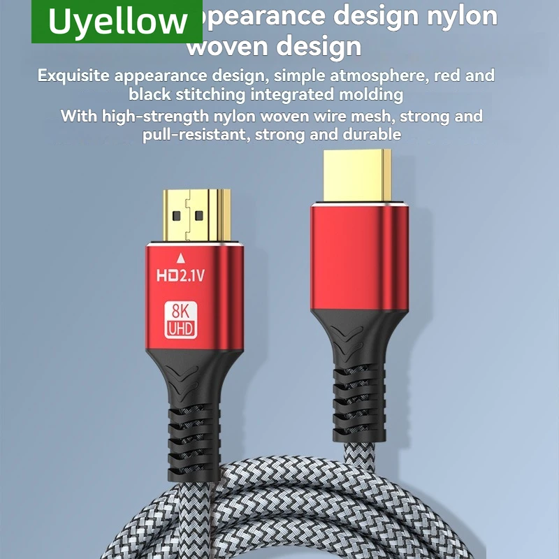كابل أصفر 48 جيجابت في الثانية متوافق مع HDMI 8K 60 هرتز 50 سم 1 متر 2 متر 3 متر 5 متر كابل 2.1 متوافق مع HDMI 4K 120 هرتز HDR ثلاثي الأبعاد تأثير الفيديو لأجهزة الكمبيوتر HDTV