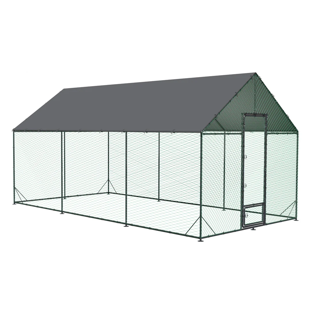 BINGOPAW Großer Outdoor-Hühnerstall mit Metallkäfig für Truthähne und Enten, Wasserdichte 600D Oxford-Stoffabdeckung für den Garten
