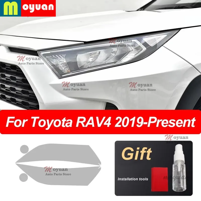 

2 Pcs Car Headlight Protective Film Vinyl Protection Transparent Black TPU Sticker For Toyota RAV4 XA50 2019 2020 Accessories