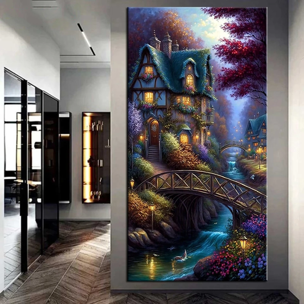 5D DIY Diamond Painting Fairytale Town Mosaic Embroidery Full Drill Cross Stitch Rhinestones Home Decor J3603