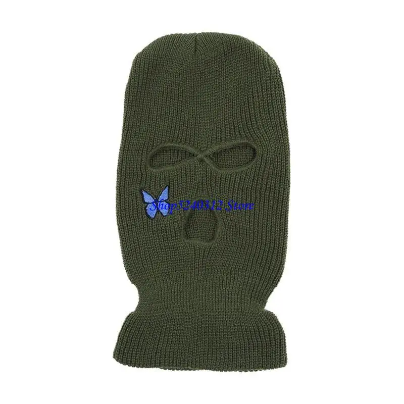 634C Ski Gebreid Warm Volgelaatsmasker Winter Handgemaakte Rijden Bivakmuts Met Drie Gaten