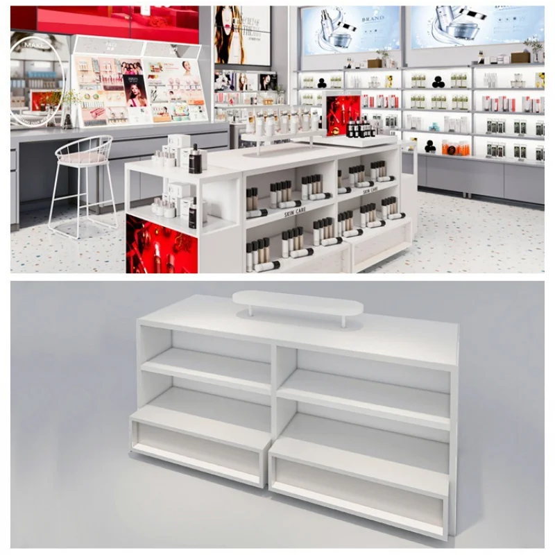 custom.Modern Style Custom Makeup Display Stand Cabinet Professional Factory Furnitures Cosmetic Display