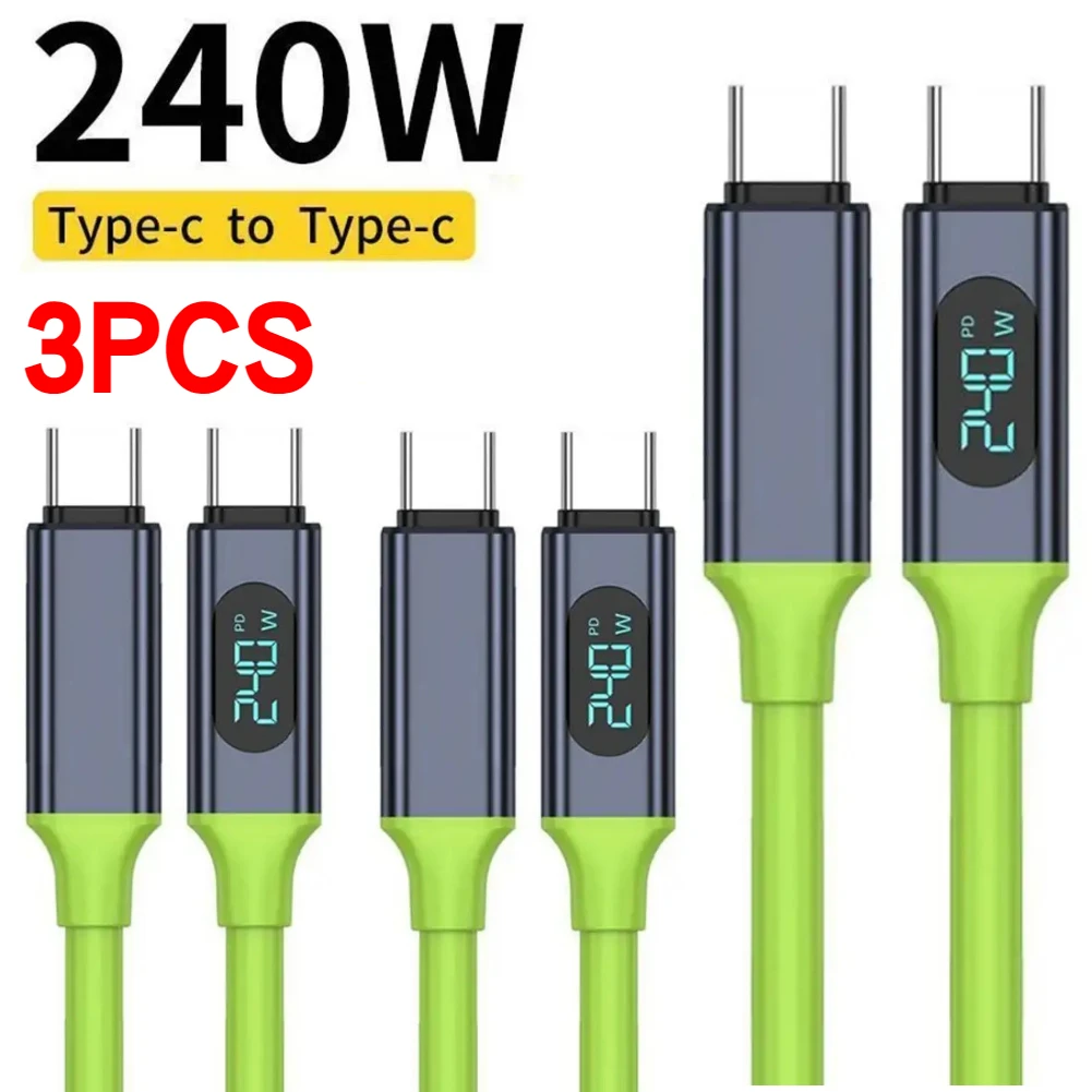 2026 NEU 240 W USB-C-Kabel Dual Typ C A auf C-Kabel mit digitalem Bildschirm Monitorzeit 480 Mbit/s Hochgeschwindigkeits-Datenübertragung Schnellladegerät