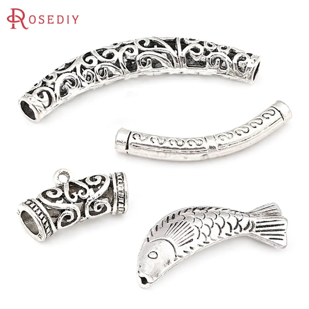 Antique Silver Vintage Style Zinc Alloy Decorative Bracelets Arcuated Tube Diy Jewelry Making Supplies Accessories for Women