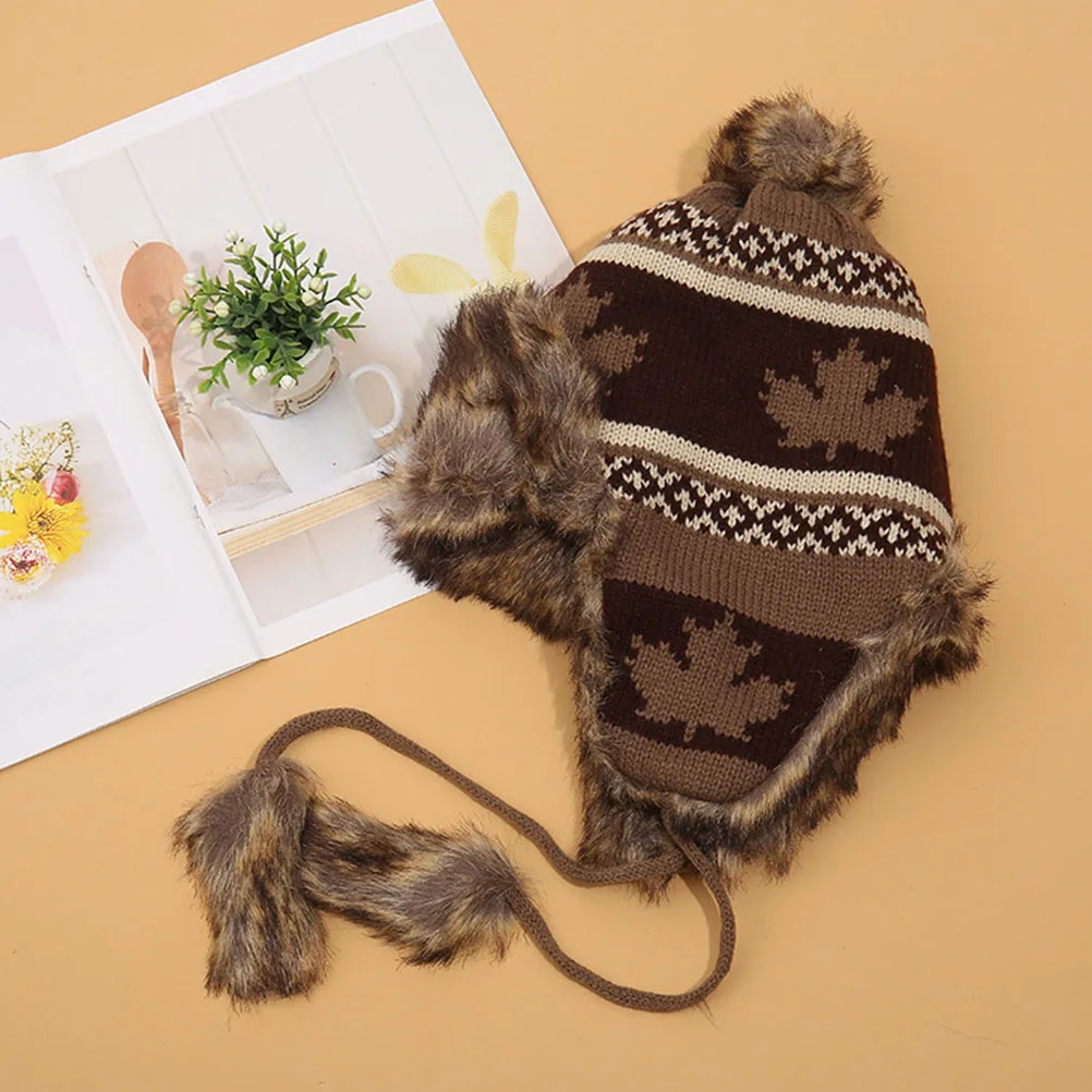 

Wool Cap Ear Warmer Woolen Hats for Women Cold-weather-hats Knit Rabbit Earmuff with Ears