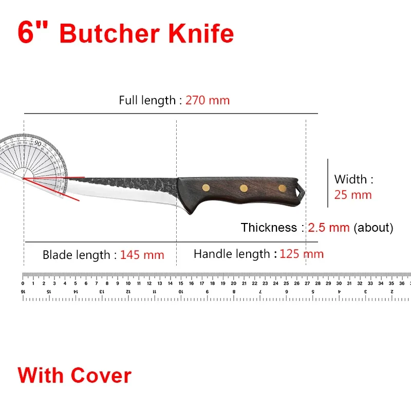 Boning Knife Fish Filleting Knife Cleaver Meat Chopping Vegetables Chef Knife Hand Forged Wood Handle Utility Kitchen BBQ Knives