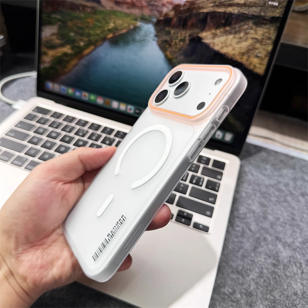 Mattierte, durchscheinende, schlanke Hartschale mit Barcode für iPhone 18 17 Pro Max Air 16 15 14 Plus 13 12 Pro mit Magsafe-Magnetabdeckung – Detail 2