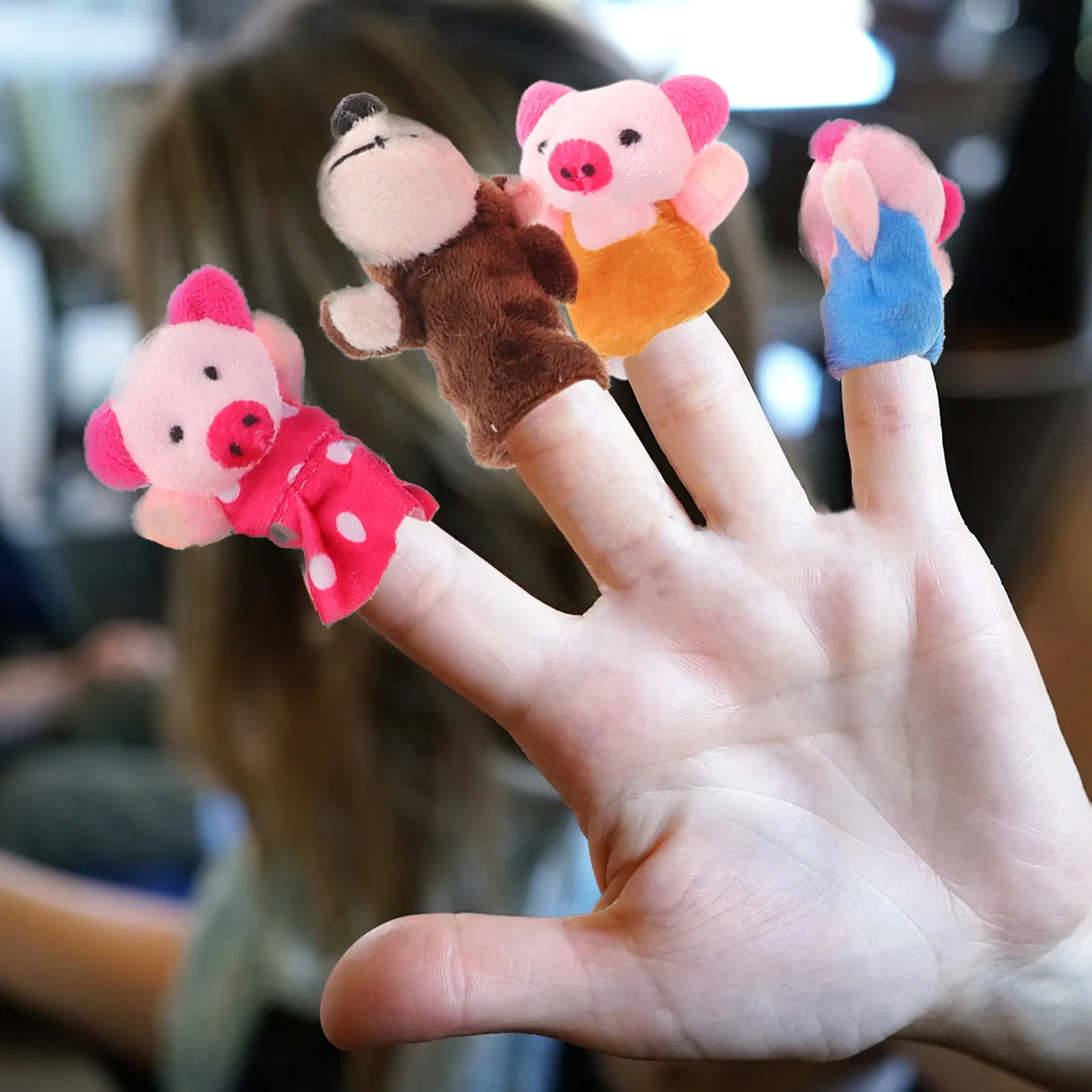 

8Pcs Finger Puppets Hand Puppets Story Characters for Kids Home School Learning Imagination Play Wolf