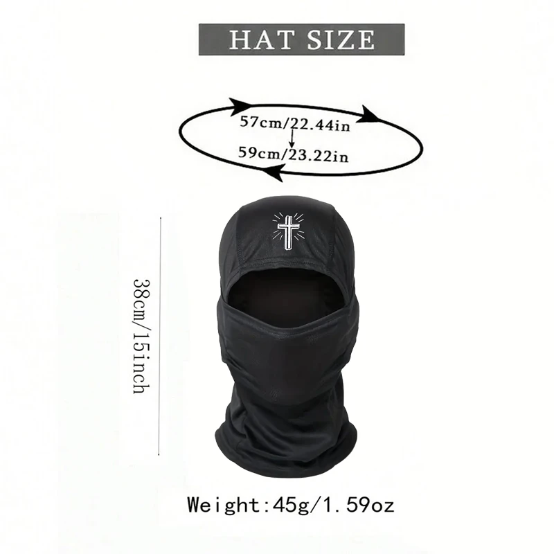 1pc Men's Cartoon Cross Print Balaclava Riding Mask Hat Ski Mask for Unisex Sunshade Breathable Windproof and Sunscreen Hat