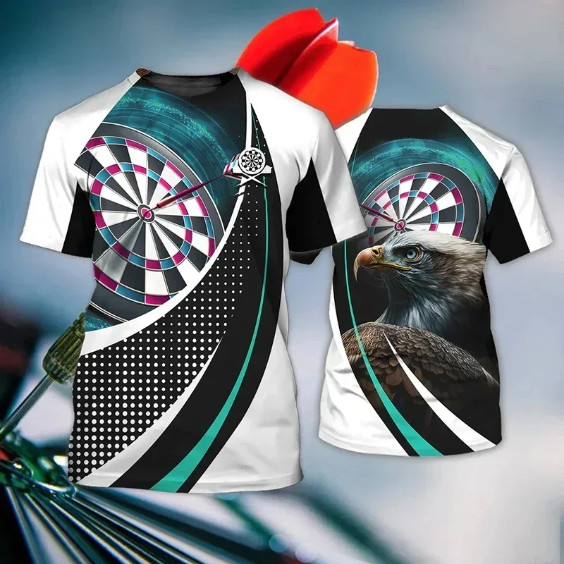 Summer Casual Darts Match T-shirt Men\'s Sports Party Competitive Games Round Neck Short Sleeve Quick Dry Large Size Custom Tops