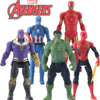 5pcs Batman Hulk Thanos Spiderman Figures Toys Set Avengers Hero Model Anime Action Furgine Collection Doll Kids Christmas Gifts