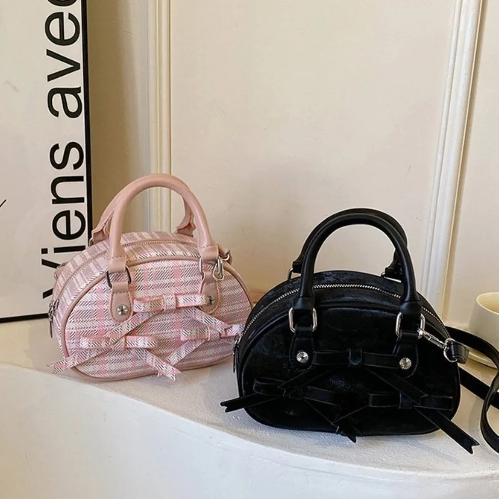 

Messenger Bag PU Bowling Bag Bow Waterproof Small Square Bag Retro Korean Style Shell Handbag Women