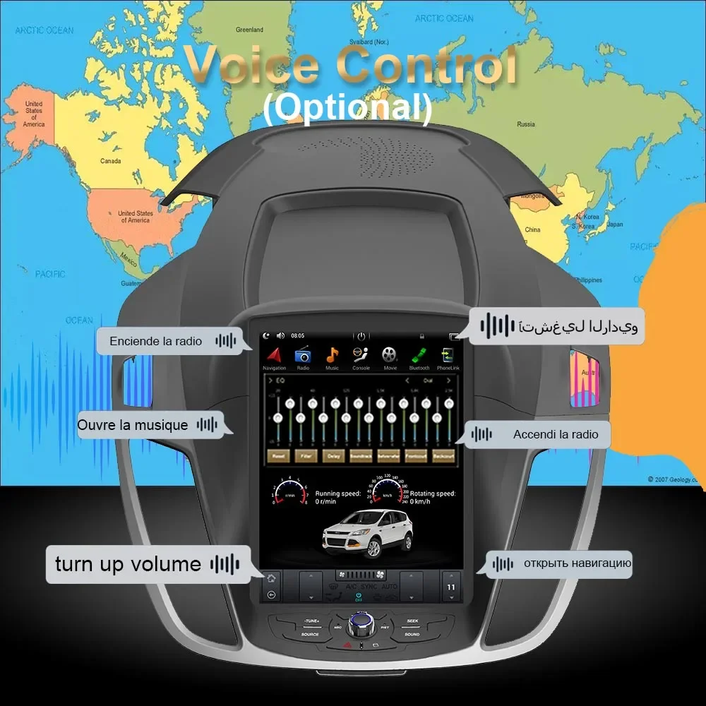 أندرويد 11 تسلا نمط عمودي سيارة لتحديد المواقع والملاحة لفورد كوغا/الهروب 2013-2015 (الجيل الثاني) راديو ستيريو الوسائط المتعددة