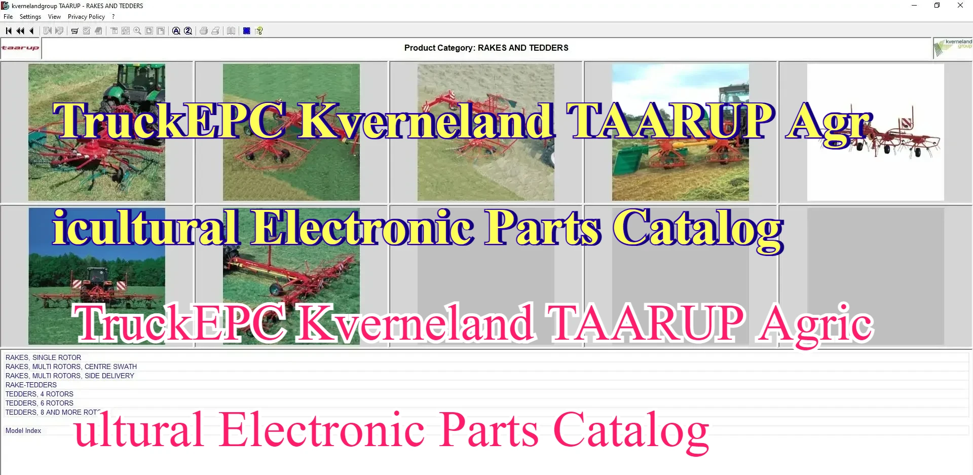 

Каталог сельскохозяйственных электронных запчастей TruckEPC Kverneland TAARUP