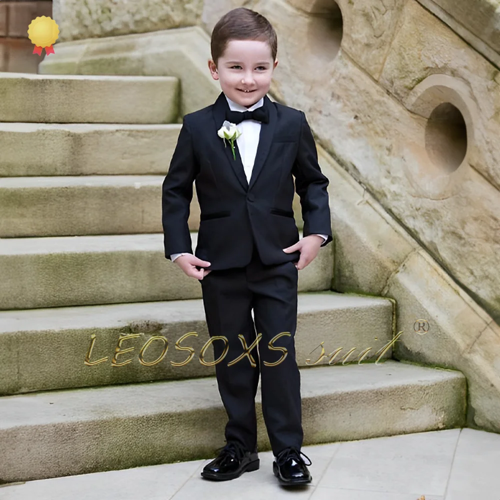 Boys' green fruit collar blazer and trousers 2-piece set, suitable for wedding celebrations customized boys' suits