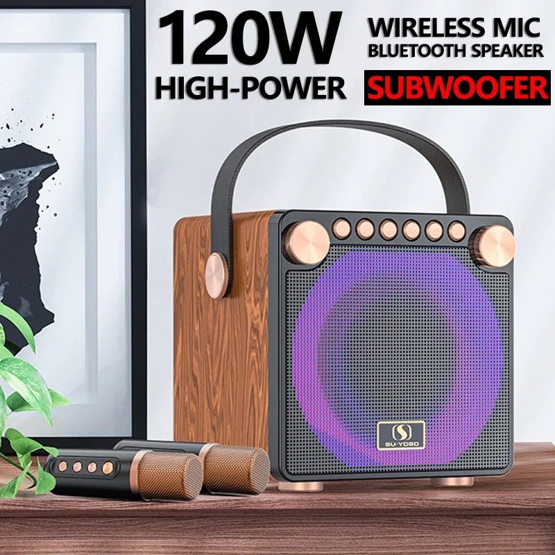 

YS-602 120 Вт мощный Bluetooth-динамик RGB звукосниматель ритм-светильник портативный беспроводной сабвуфер домашний микрофон Kalaok аудио TF