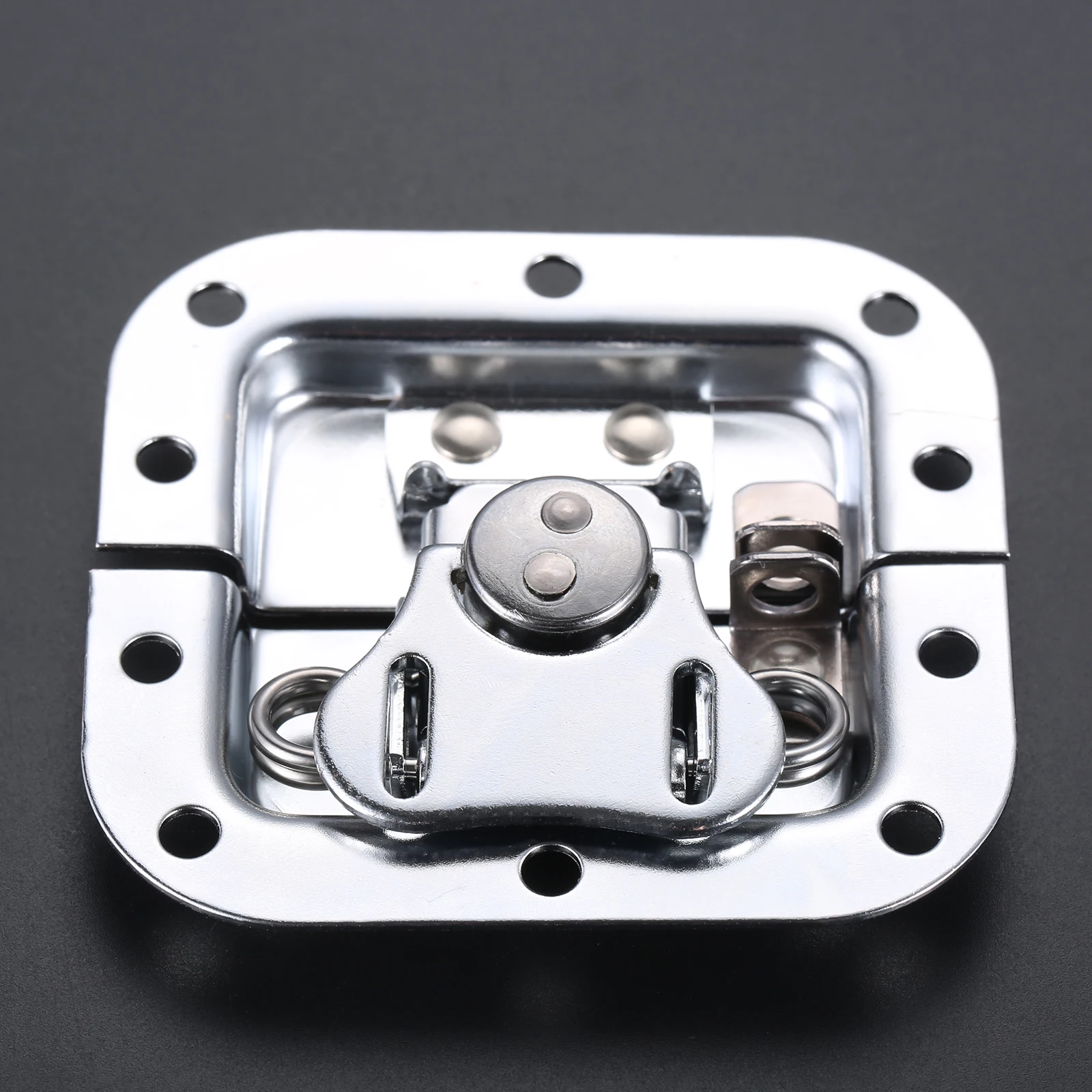 Metal Road Flight Case Spring Loaded Recessed Butterfly Twist Latch Buckle with Padlockable for Air Box Toolbox 82*77mm Silver