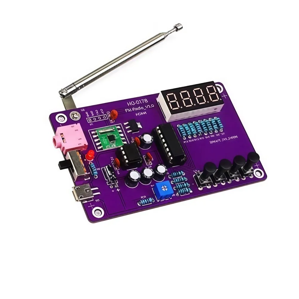 Adjustable Frequency DIY FM Radio Electronic Kit 87-108MHz Digital Display HU-017B Radio DIY Kit Dual Power Supply