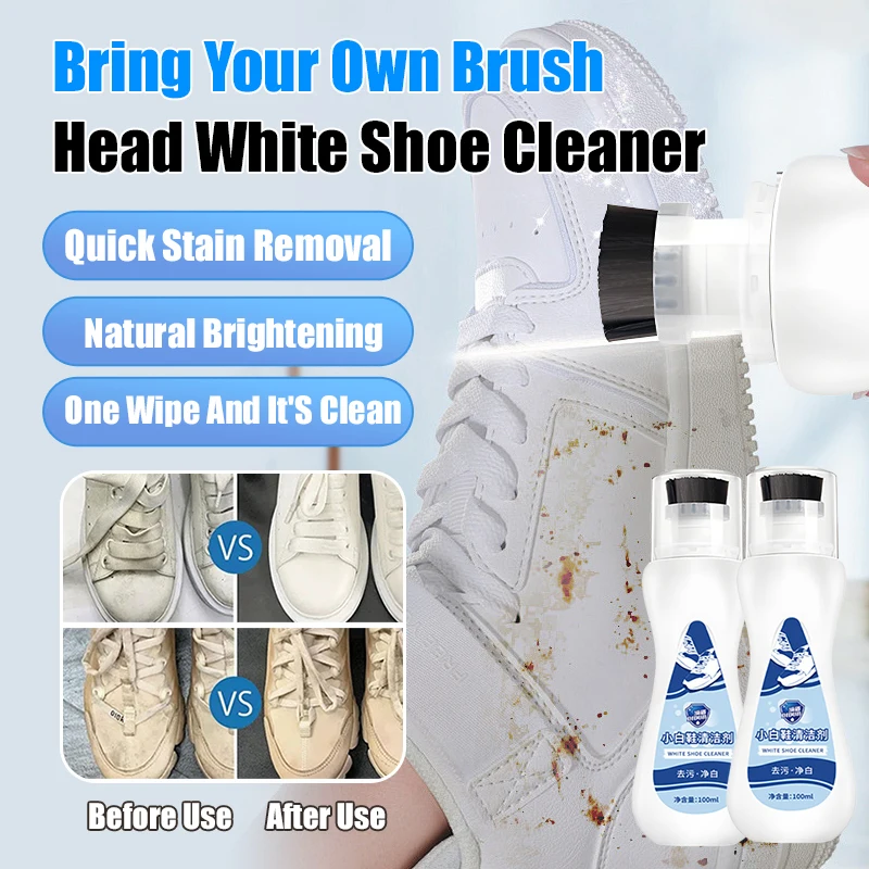 White Shoes Cleaner Stain Remover Sneaker Foam Spray Dry Cleaning & No-Wash Decontamination Yellow Edge For Shoe Care